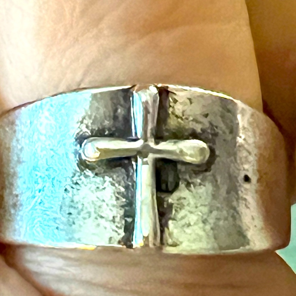 Silver Cross Ring - image 1